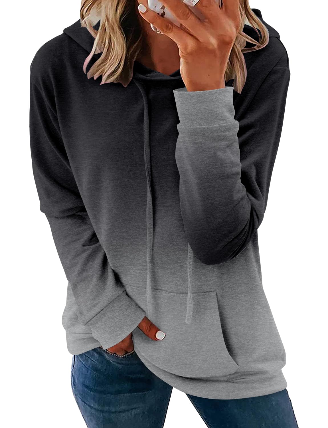 Moletom Com Capuz Onlypuff Tie Dye Ombre De Manga Comprida Feminina