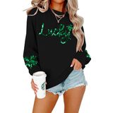 Moletom Feminino Fayaleq Com Lantejoulas Lucky Black Do Dia De São Patrício
