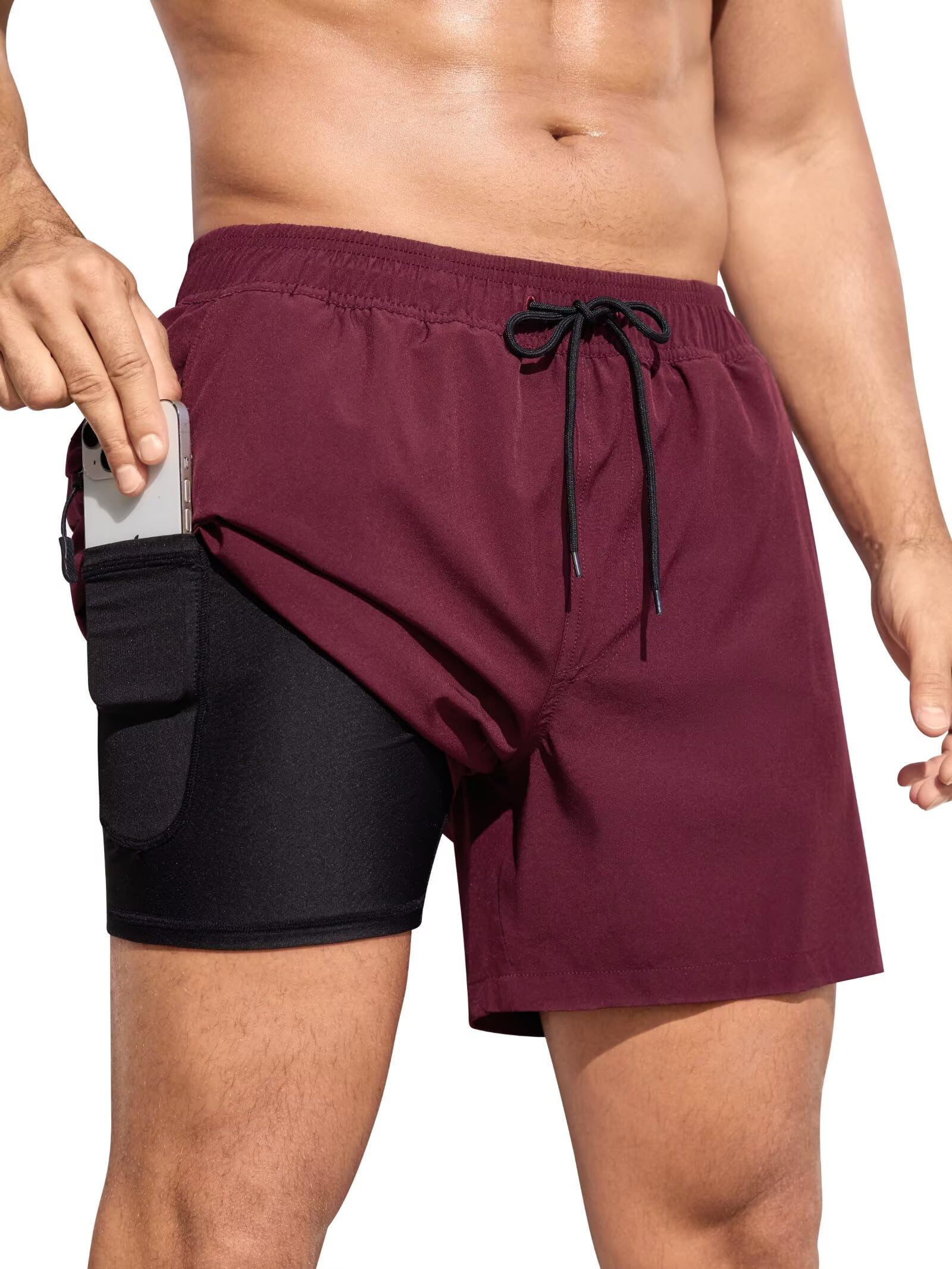 Calções De Banho Silkworld Masculinos Com Forro De Compressão Quick-dry