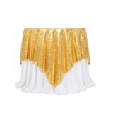 Toalha De Mesa Poise3ehome Gold Sequin 229x229cm, Sobreposição Quadrada