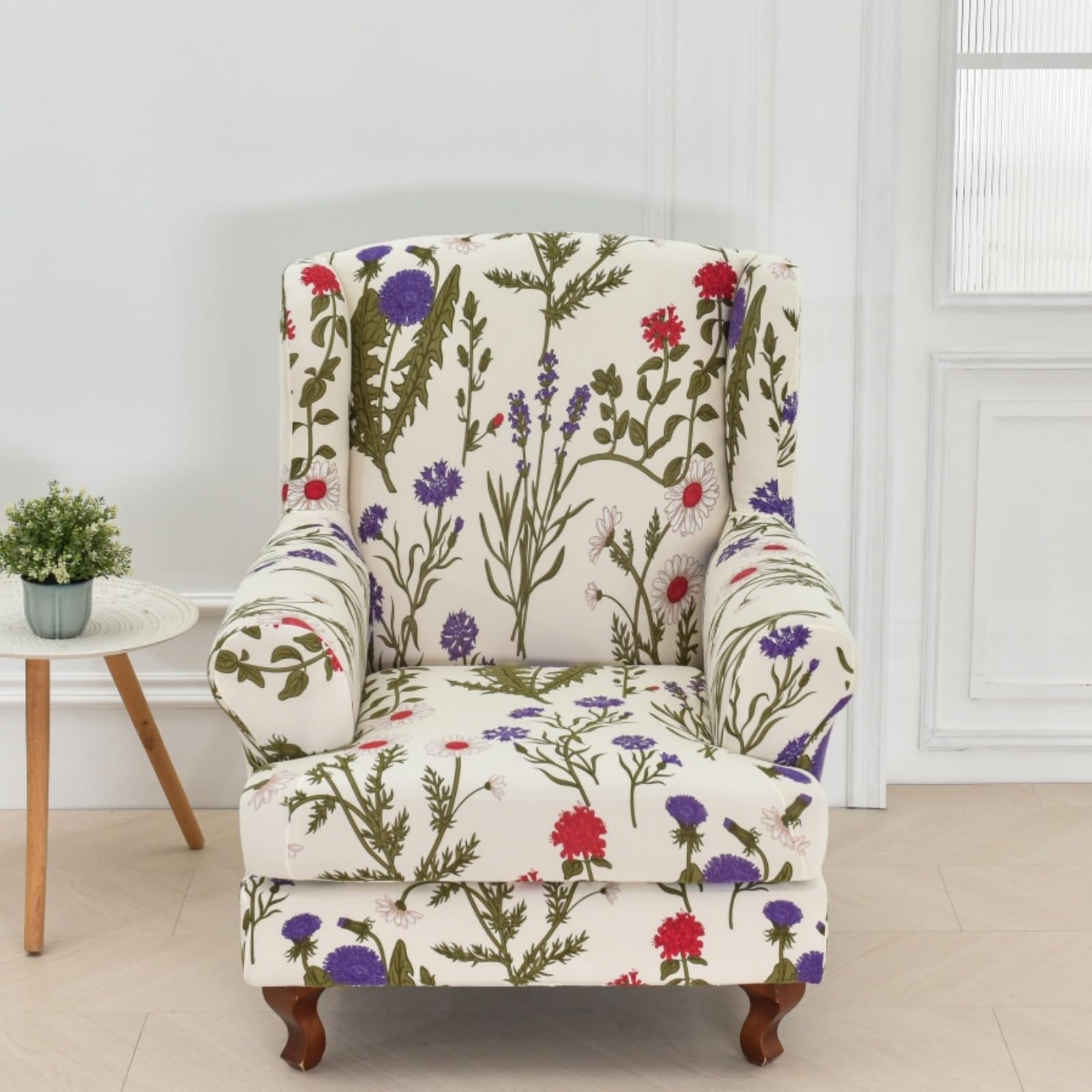 Capa De Cadeira Wingback Crfatop, Elastano Estampado Elástico, Conjunto De 2 Peças