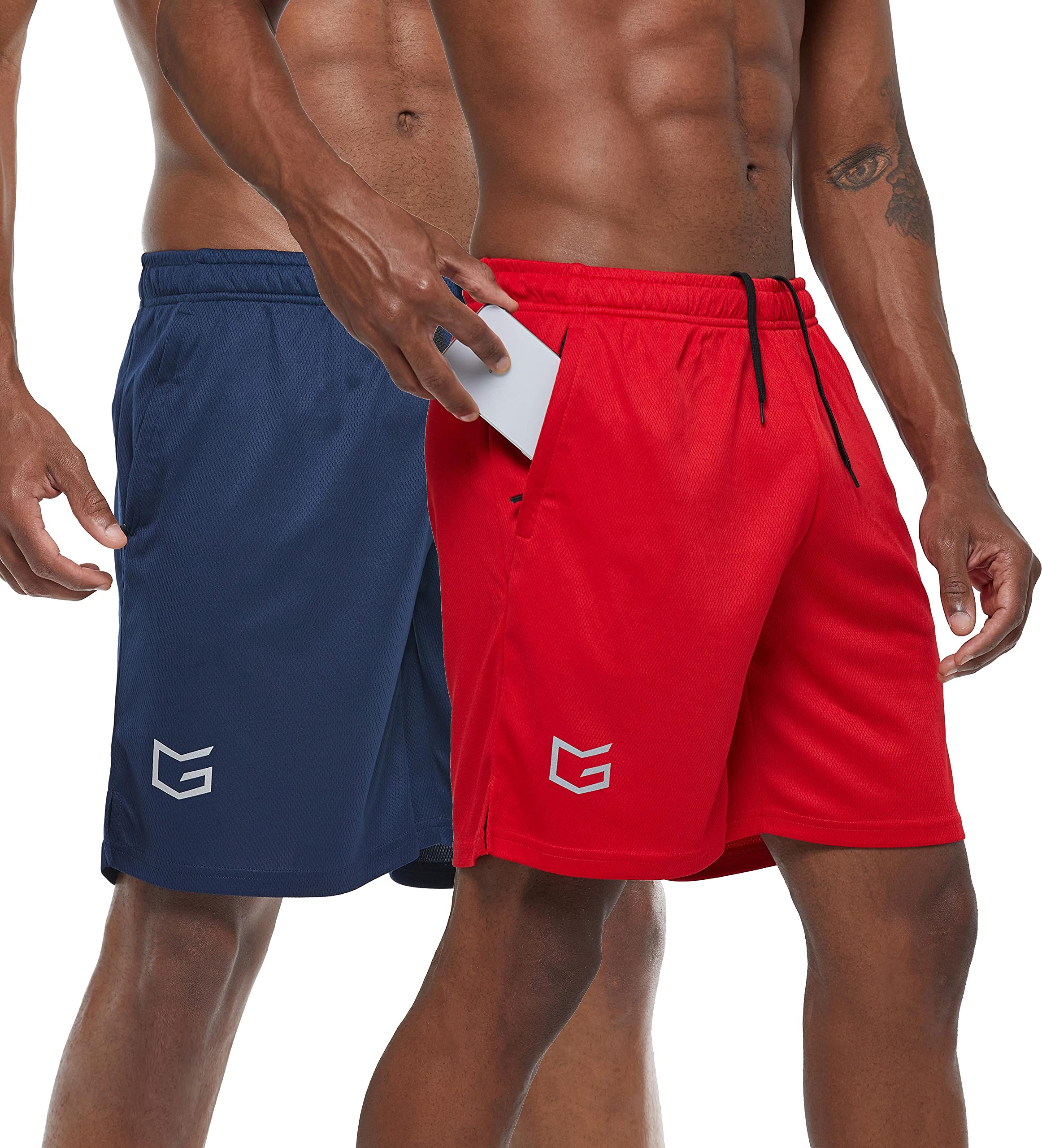 Pacote De 2 Shorts De Corrida De Treino G Gradual Para Homens Azul/vermelhos