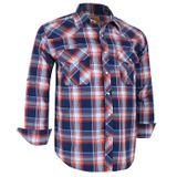 Camisa Masculina Coevals Club De Manga Comprida Ocidental Xadrez Azul/vermelha 2gg