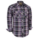 Camisa Masculina Coevals Club De Manga Comprida Xadrez Pearl Snap Up Cinza