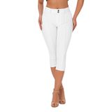 Calças Capri Roswear Femininas De Cintura Média, Jeans Skinny, Brancas
