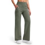 Calças De Ioga Libin Femininas, Perna Larga, 31 Cm De Altura, Verde Militar, Xs