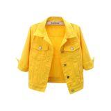 Jaqueta Jeans Cortada Unilexi Feminina De Manga 3/4, Lavagem Leve