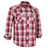 Camisa Masculina Coevals Club, Manga Comprida, Xadrez Vermelho Ocidental