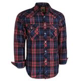 Camisa Masculina Coevals Club De Manga Comprida Ocidental Xadrez Vermelha/preta