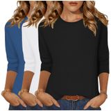 Blusas Zeagoo Summer Para Mulheres, Manga 3/4, Pacote Com 3