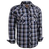 Camisa Masculina Coevals Club De Manga Comprida Ocidental Xadrez Azul/branca