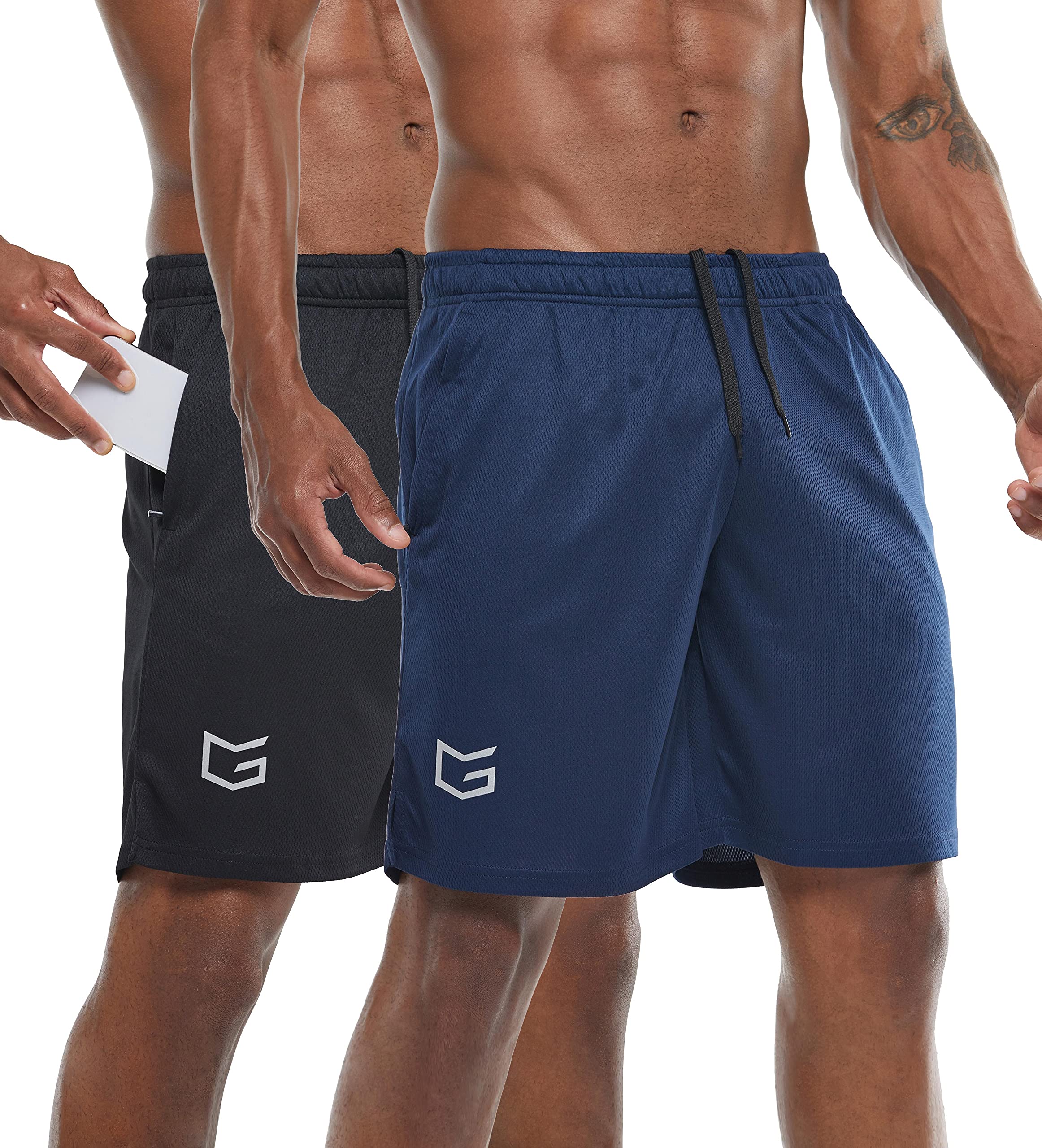 Shorts De Corrida De Treino G Gradual, Pacote Com 2 Unidades Para Homens, Azul-marinho/preto