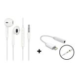 Kit Fone De Ouvido + Adaptador Lightning P2 Branco