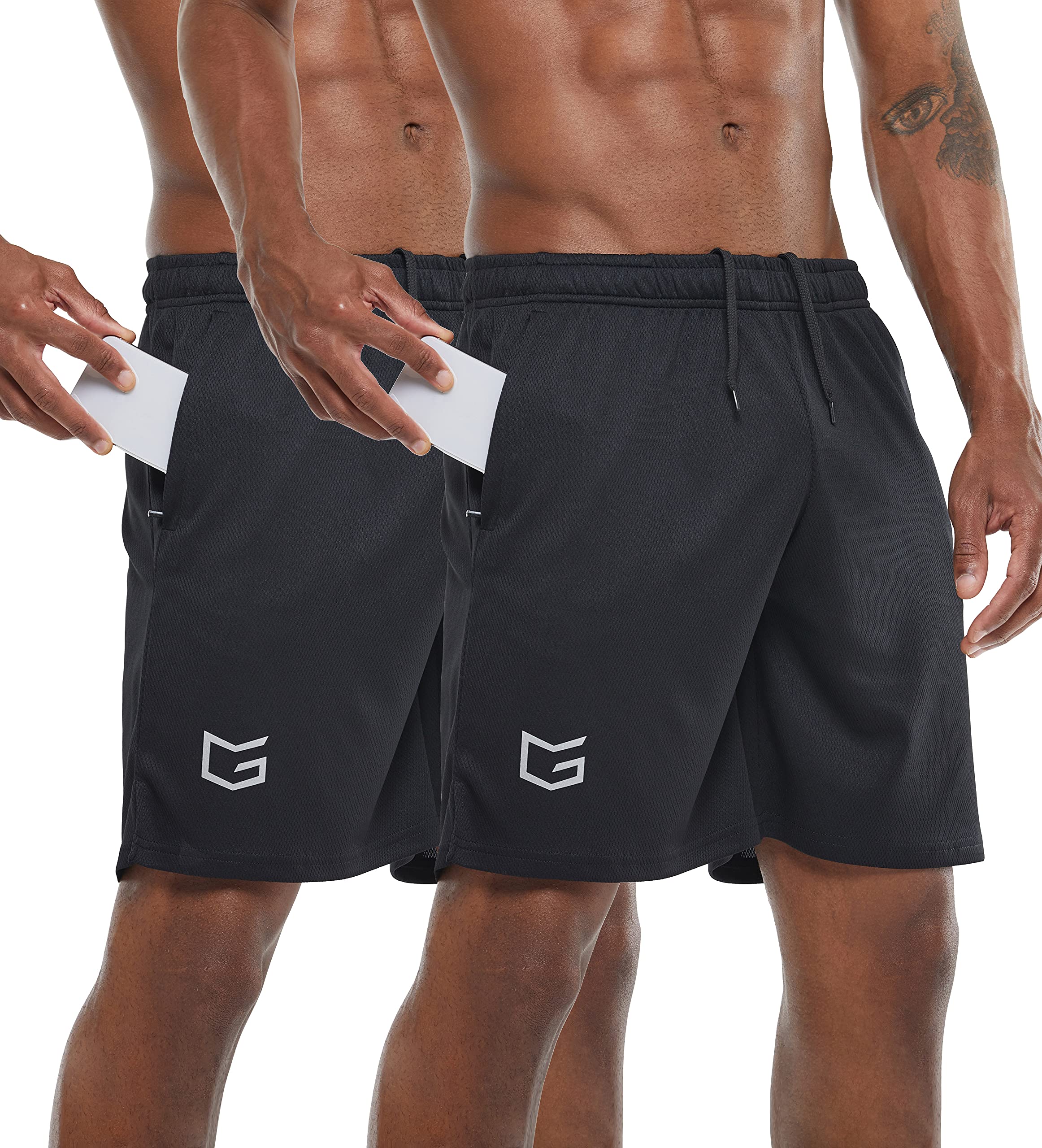 Shorts De Treino Para Corrida G Gradual Masculinos, Pacote Com 2 Unidades, Pretos Xxl
