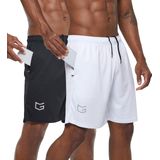 Pacote De 2 Shorts De Corrida De Treino G Gradual Para Homens Preto/branco