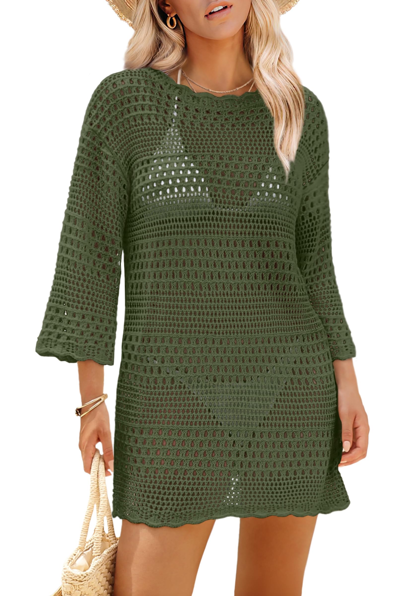 Capa De Maiô Sampeel Beach Vacation Green Para Mulheres