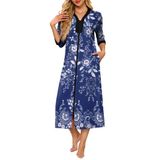 Casaco Feminino Robe Ekouaer Com Zíper E Mangas 3/4 Azul Xxl