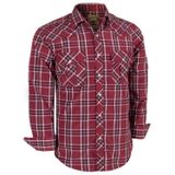 Camisa Masculina Coevals Club De Manga Comprida Ocidental Xadrez Vermelha/branca