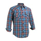Camisa Masculina Coevals Club De Manga Comprida Ocidental Xadrez Com Botão De Pressão