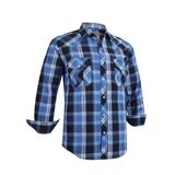 Camisa Masculina Coevals Club De Manga Comprida Ocidental Xadrez Azul/preta