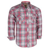 Camisa Masculina Coevals Club De Manga Comprida Ocidental Xadrez Com Botão De Pressão