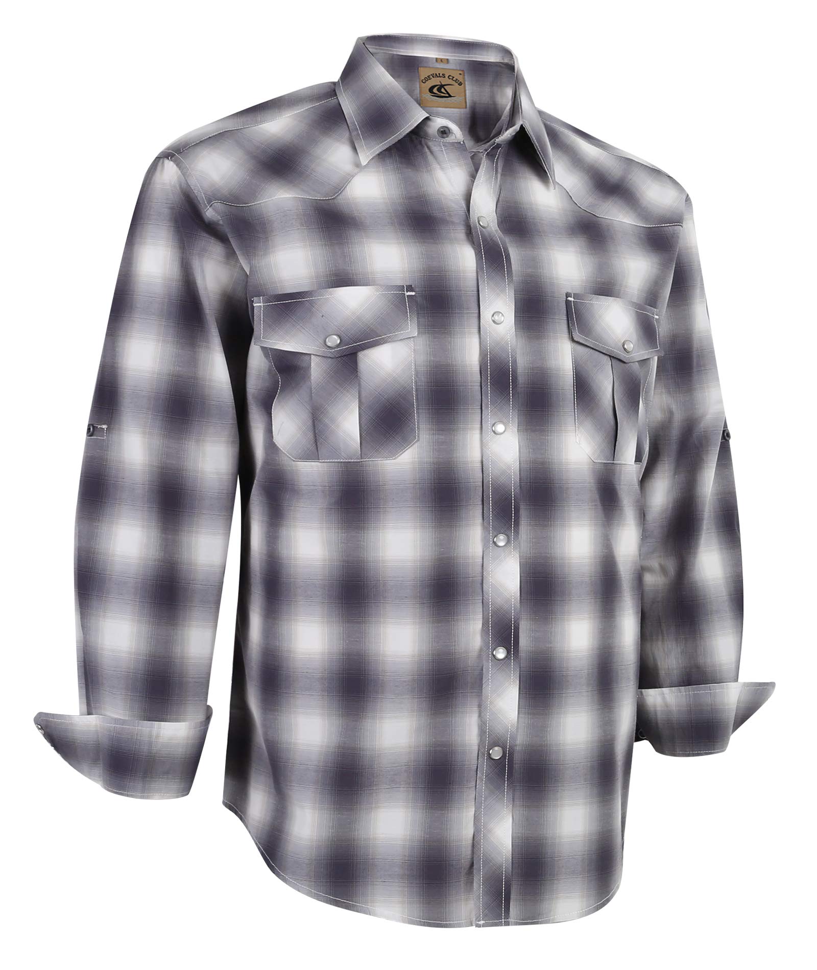 Camisa Masculina Coevals Club De Manga Comprida Ocidental Xadrez Branca L