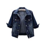 Jaqueta Jeans Cortada Unilexi Feminina Light Wash, Manga 3/4