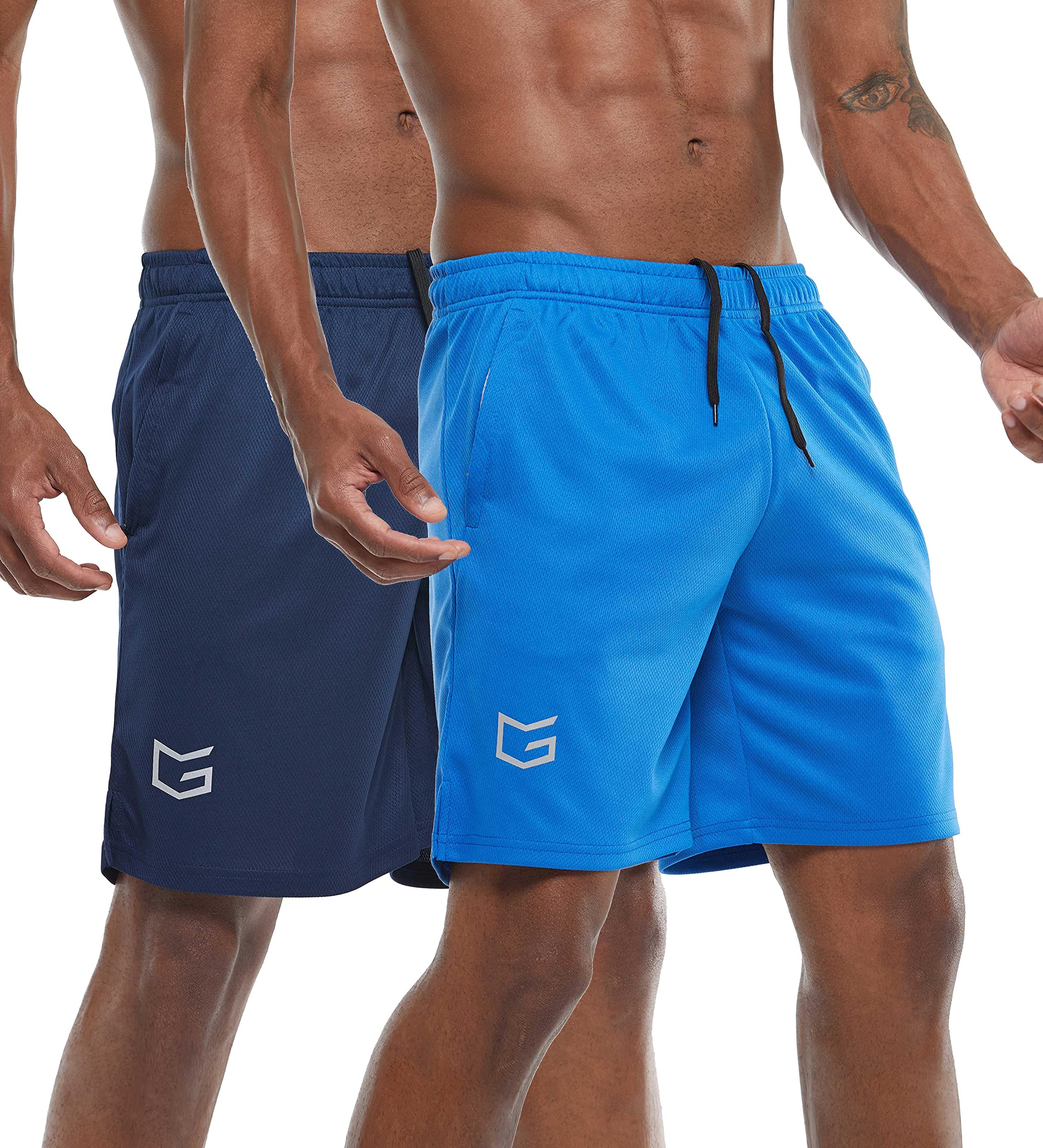 Pacote De 2 Shorts De Corrida De Treino G Gradual Para Homens, Azul Marinho