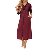 Casaco Feminino Robe Ekouaer Com Zíper, Mangas 3/4, Vinho Tinto