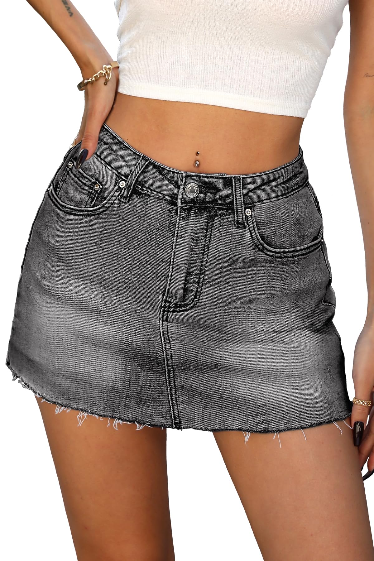 Saia Jeans Elleven Jean Mini Shorts Y2k Casuais Para Mulheres
