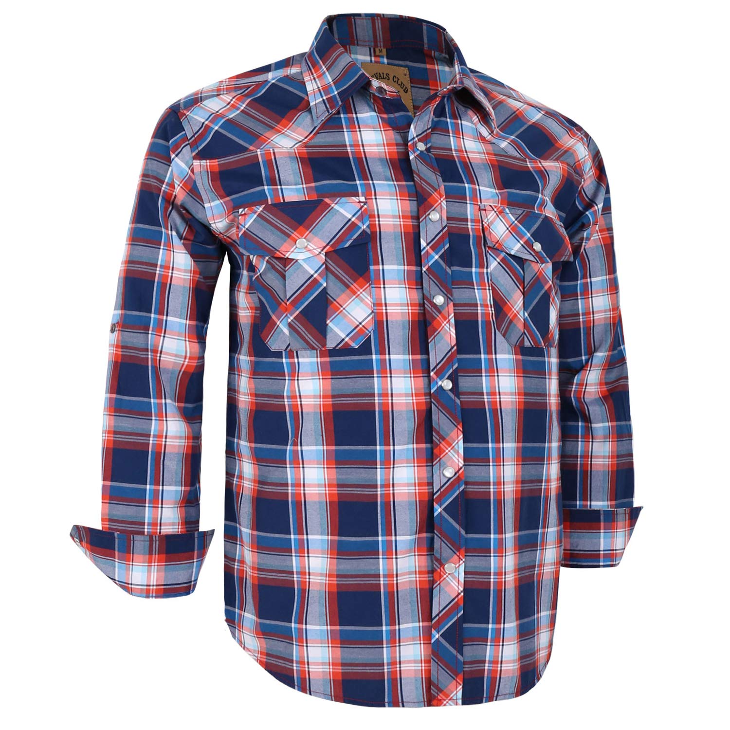 Camisa Masculina Coevals Club De Manga Comprida Ocidental Xadrez Azul/vermelha Xl