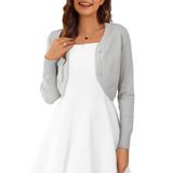 Suéter De Cardigã Omicgot Feminino Bolero Shrug Cinza Claro