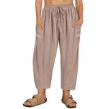 Calças Harem Carcos Plus Size Para Mulheres, Caqui De Verão, 3xl