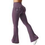 Leggings Yeoreo Brittany Flare Com Bolsos Femininos Pretas Roxas Xl
