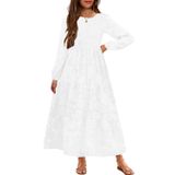 Vestido Mitilly Para Meninas De Outono, Manga Comprida, Maxi, 8 Anos, Branco