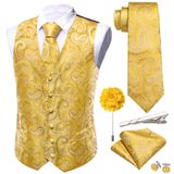 Conjunto De Coletes Masculinos Barry.wang Paisley/flower Silk Jacquard