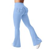 Leggings Yeoreo Brittany Flare Com Bolsos Femininos Azul Claro Xs