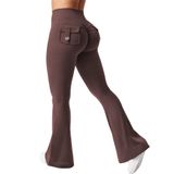 Leggings Yeoreo Brittany Flare Com Bolsos Para Mulheres Marrom-ameixa
