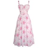 Vestido Scarlet Darkness Summer Corset Vestido De Verão Floral Rosa