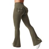Leggings Yeoreo Brittany Flare Com Bolsos Para Mulheres Army Green M