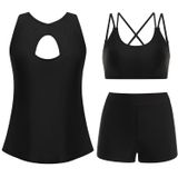 Roupa De Banho Tankini Feminina Ai&#39;mage Com Shorts Masculinos Preta S