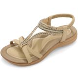 Sandálias Femininas Ubfen Bohemian Flat Com Alça Traseira Bling Khaki