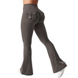Leggings Yeoreo Brittany Flare Com Bolsos Femininos Grey Coffee Xs