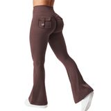Leggings Yeoreo Brittany Flare Com Bolsos Para Mulheres Marrom-ameixa