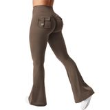 Leggings Yeoreo Brittany Flare Com Bolsos Para Mulheres Coffee M