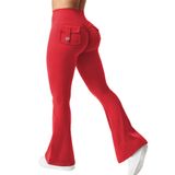 Leggings Yeoreo Brittany Flare Com Bolsos Para Mulheres Vermelhas