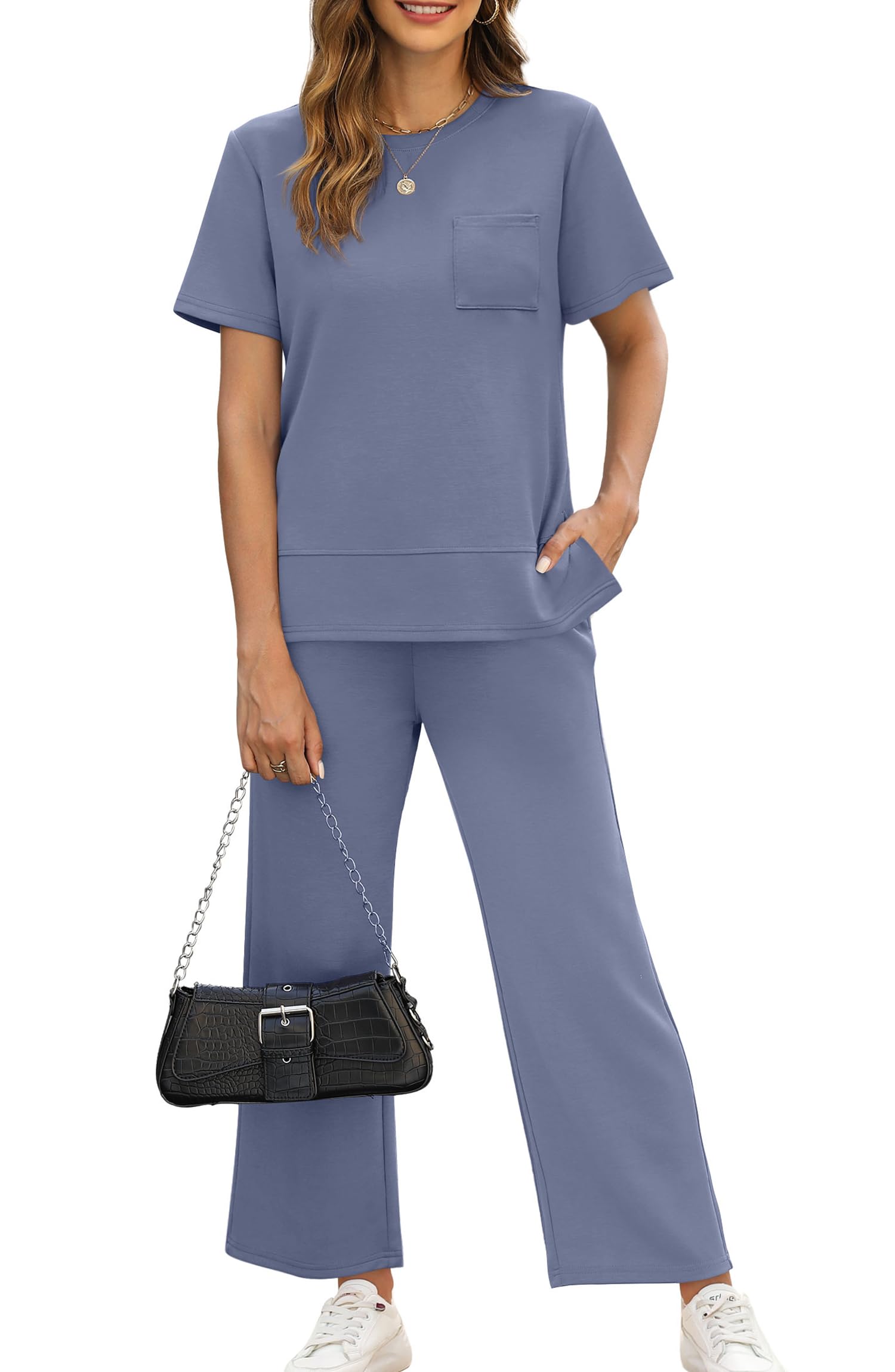 Conjunto De Lounge Feminino Outfit Ofeefan Travel De 2 Peças Azul Gg