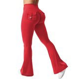 Leggings Yeoreo Brittany Flare Com Bolsos Para Mulheres Vermelhas S