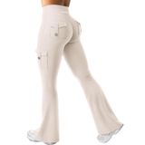 Leggings Yeoreo Workout Flare Com Bolsos De Cintura Alta, Cáqui Claro