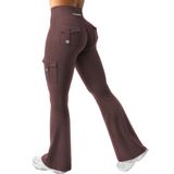 Leggings Yeoreo Workout Flare Com Bolsos De Cintura Alta Marrons Xs